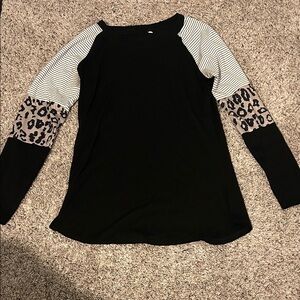 Black and Animal Print Women's Top